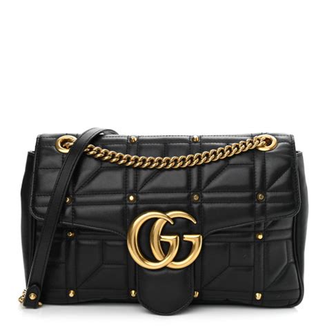 gucci calfskin matelasse studded medium gg marmont shoulder bag black|gucci marmont leather backpack.